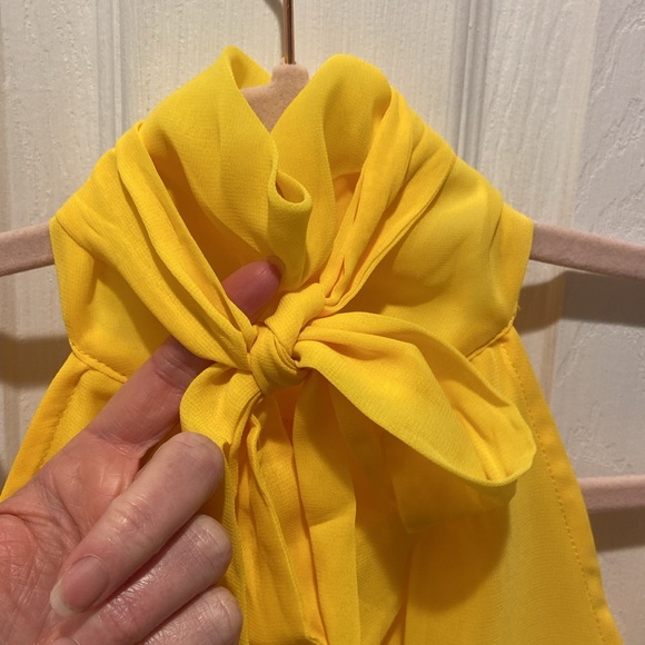 NWT New York & Co Eva Mendes Collection Golden Yellow Blouse Halter Top - Picture 3 of 16